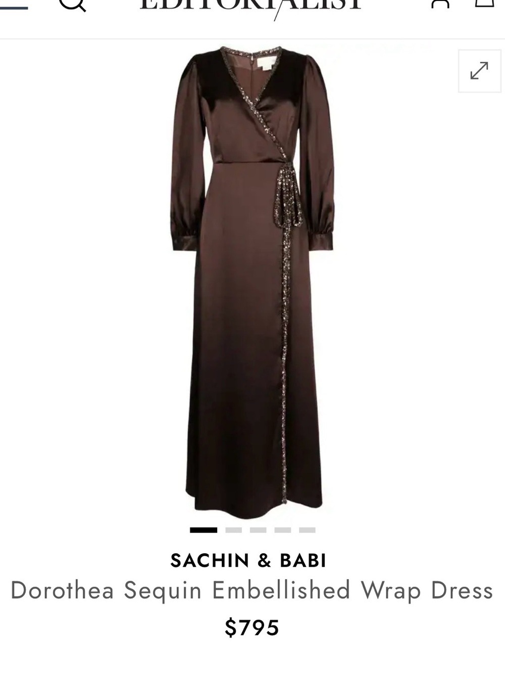 Ladies Sachin & Babi brown Dorothea satin embellished wrap evening gown dress